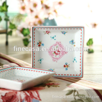 4.75 Inches Elegant Fine New Bone China Square Plate set of Mary Garden